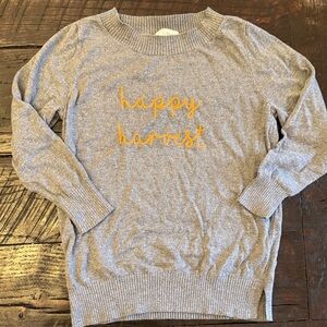 LOFT Gray Knit with Orange Embroidery